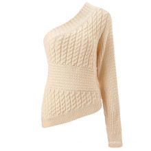 Wholesale Factory Knitted Machine Custom Logo Spring Fashion One Shoulder Sweaters Women